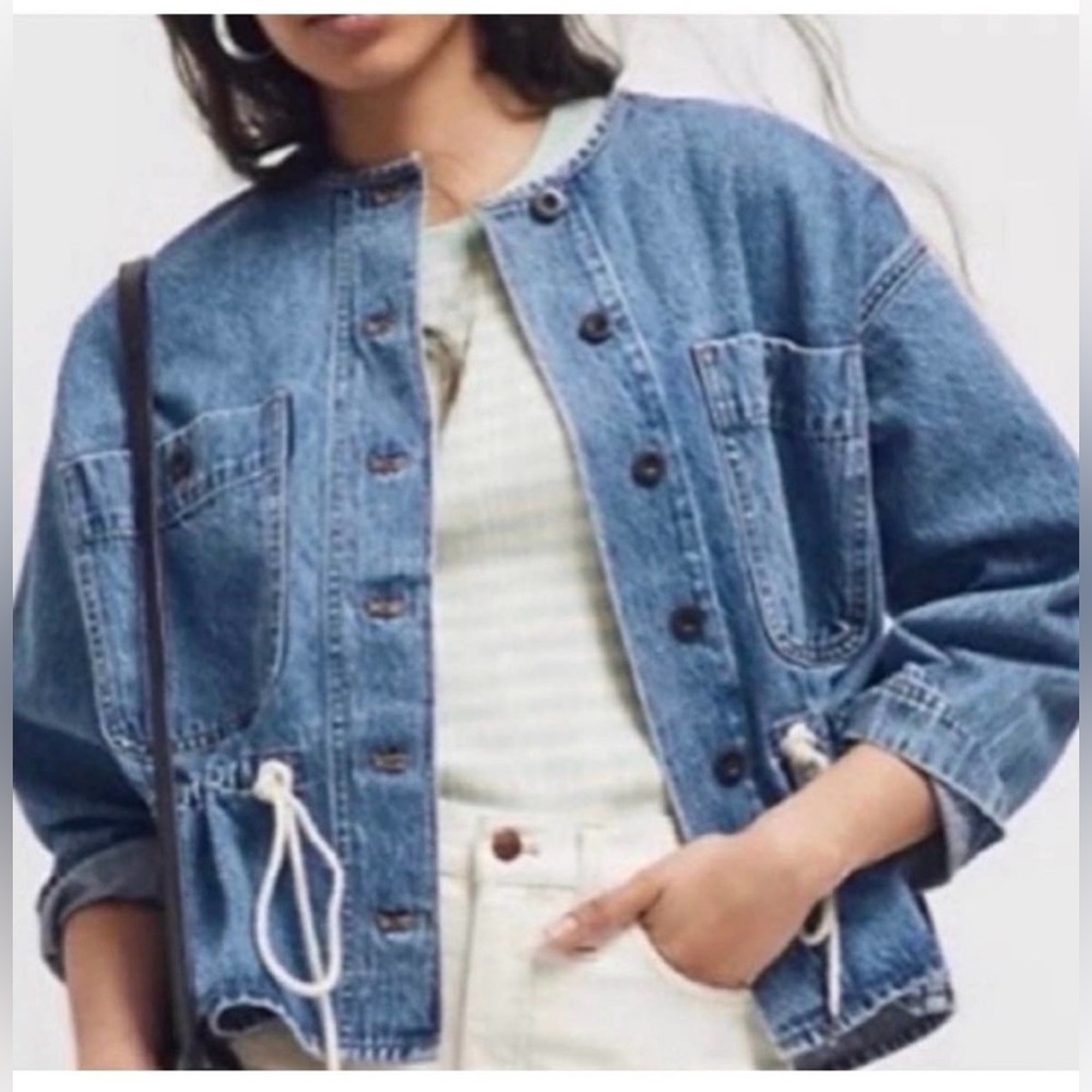 Madewell Denim Claremont Drawstring Jacket in Saybrook Wash Size Medium